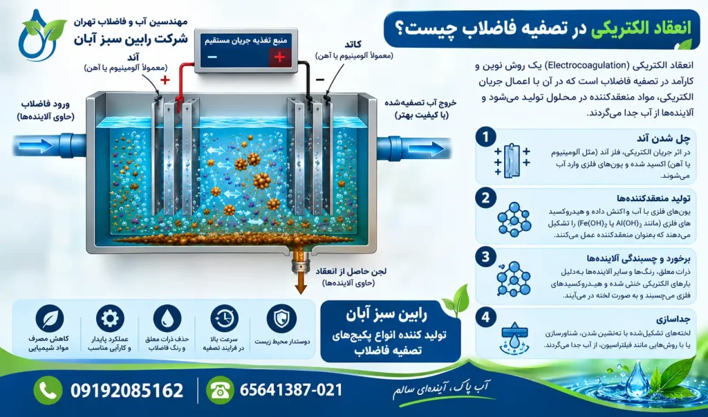تصفیه فاضلاب با روش انعقاد الکتریکی؛ مزایا، کاربردها و نحوه عملکرد